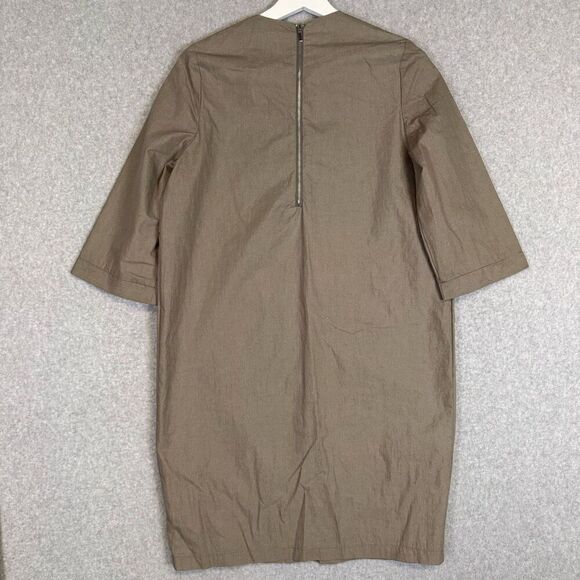 Ecole de Paris Dress Women’s Size L (no tag) Taupe Shift Zip Pocket Minimalist - Picture 5 of 6